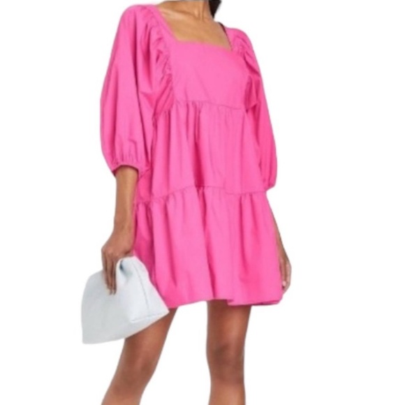 a new day Dresses & Skirts - A NEW DAY from TARGET Puff Sleeve Smocked Back Tiered Dress in Pink size XS